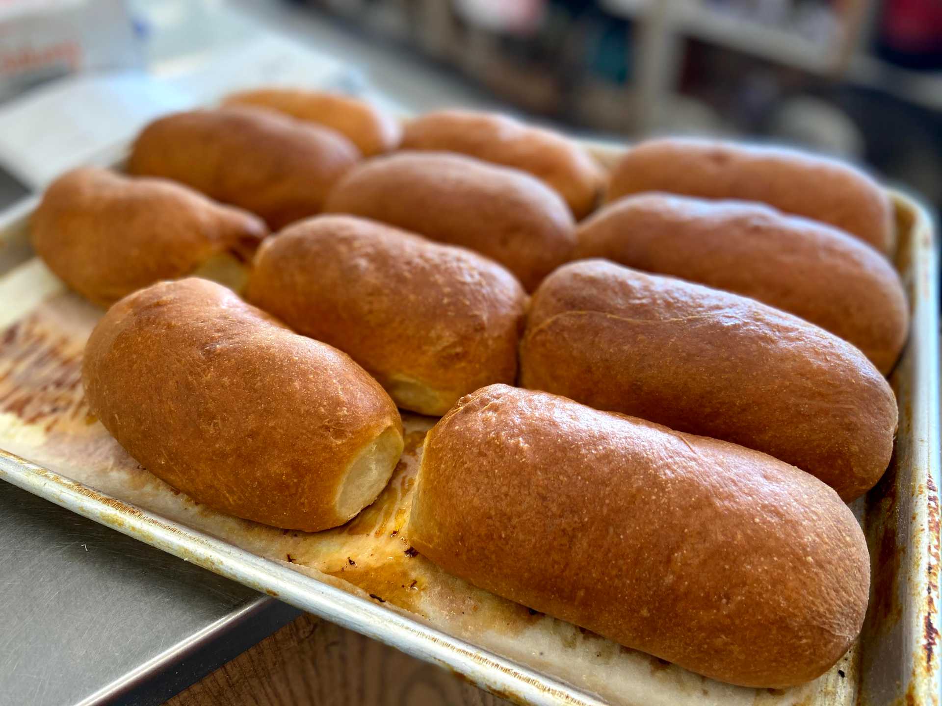 Tray of sausage kolaches